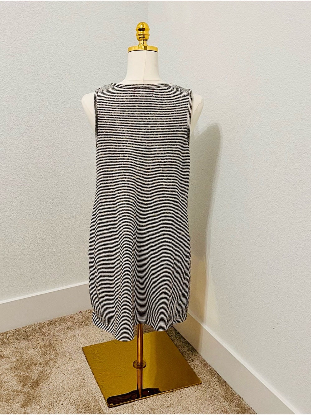 Max Studio Weekend Striped Sleeveless Shift Dress Pockets Black White Size Small - Picture 5 of 10